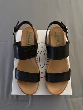 Steve Madden Black Two-Strap Slingback Sandals